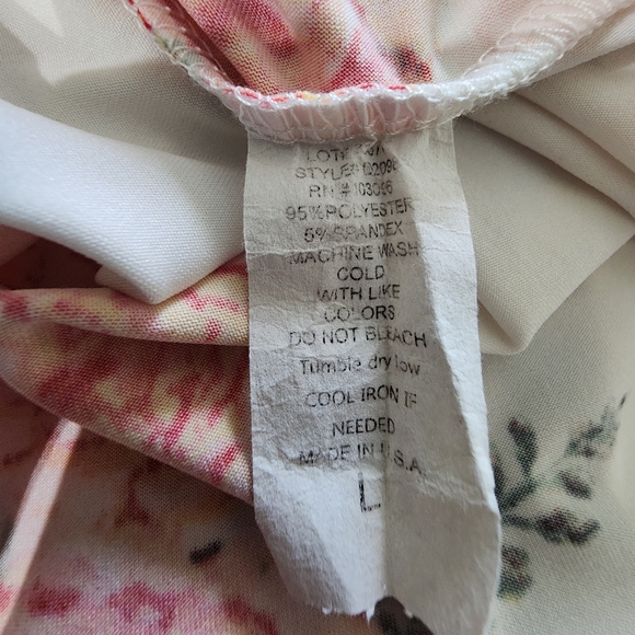 B Famous USA Womans Fun Floral Rose Dress SZ Large A line Hi Low flared Hem - Picture 10 of 11